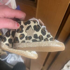 NWT Leopard Print Kids Shoes with Gold Accents